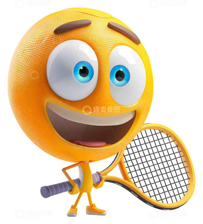 高清大图下载【趣麦麦图】网球角色3D卡通插画免抠透明png素材1