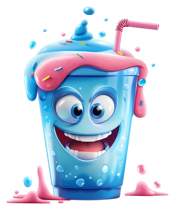 快乐的奶昔3D卡通插画免抠透明png素材2