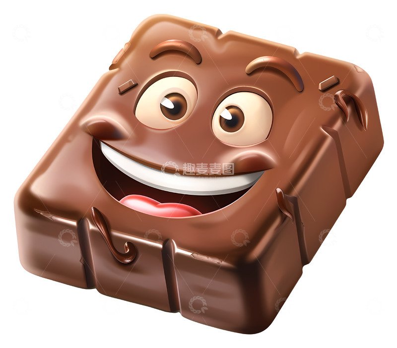 高清大图下载【趣麦麦图】微笑的巧克力棒3D插画免抠透明png素材1