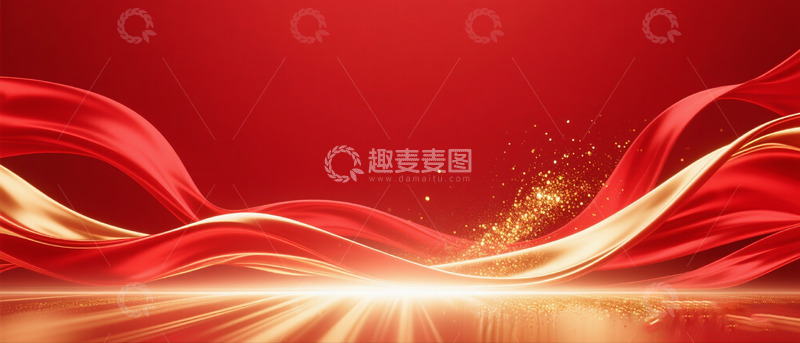 高清大图下载【趣麦麦图】红金主视觉背景9