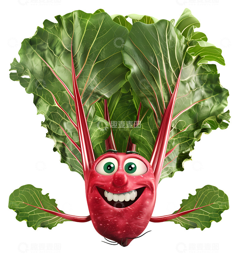高清大图下载【趣麦麦图】可爱的微笑红甜菜3D卡通插画png素材1