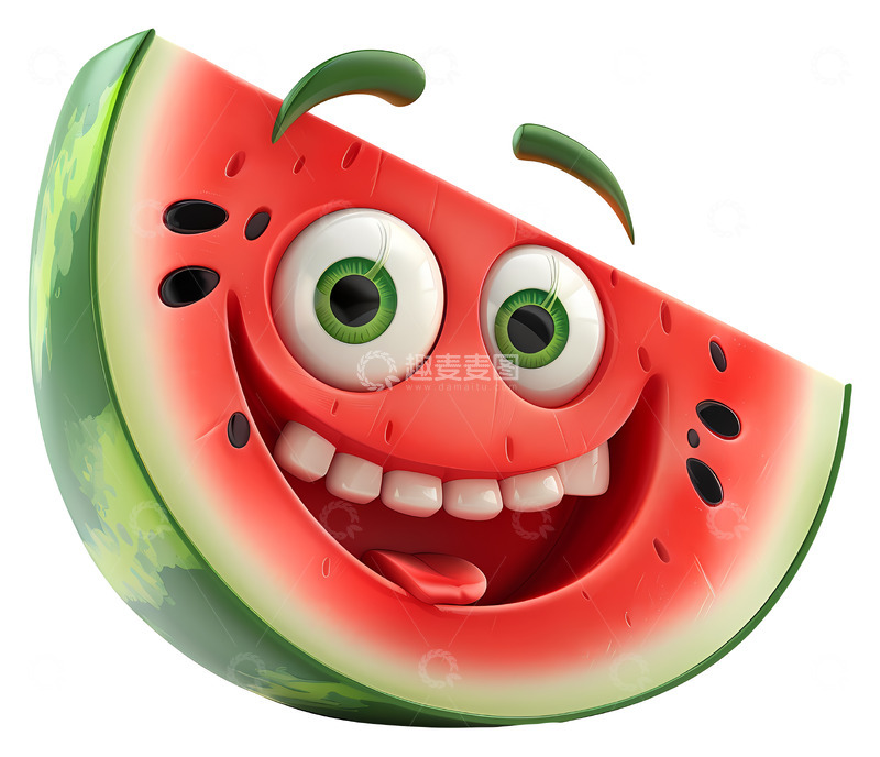 高清大图下载【趣麦麦图】有趣的西瓜片3D插画免抠透明png素材1