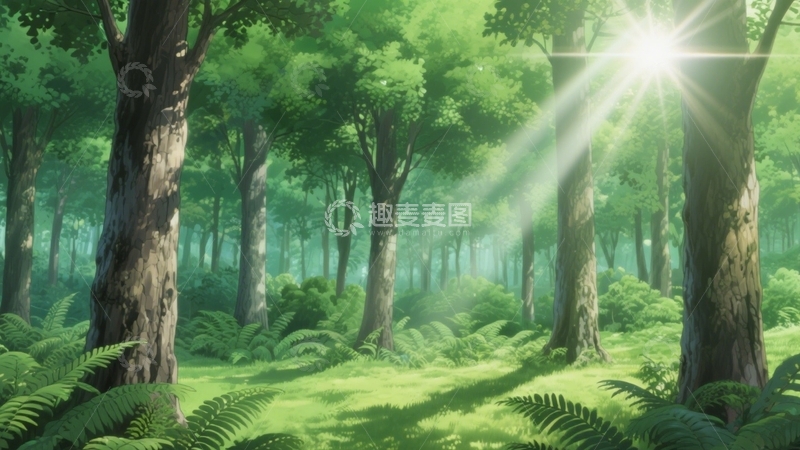 高清大图下载【趣麦麦图】午后的森林阳光壁纸