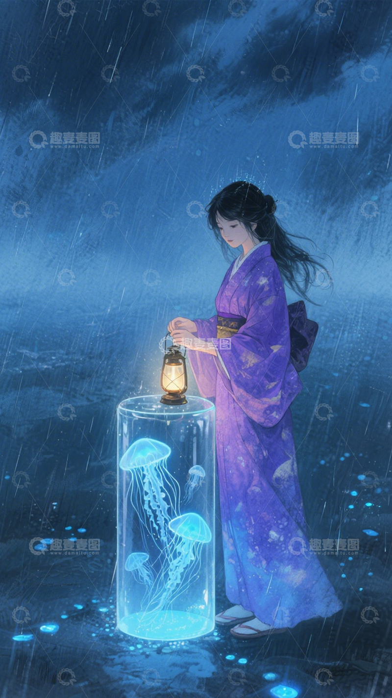 高清大图下载【趣麦麦图】雨夜海灯的梦幻1