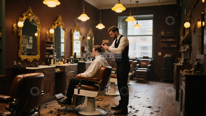 高清大图下载【趣麦麦图】复古理发的传统魅力1