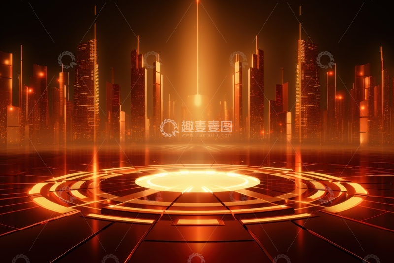 高清大图下载【趣麦麦图】科技发散光束城市背景