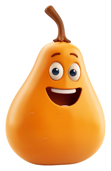 快乐的梨子3D卡通插画免抠透明png素材