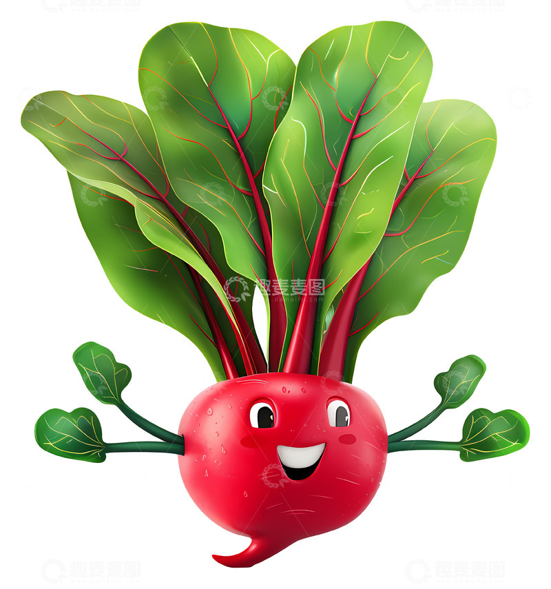 高清大图下载【趣麦麦图】快乐的萝卜3D卡通插画免抠透明png素材