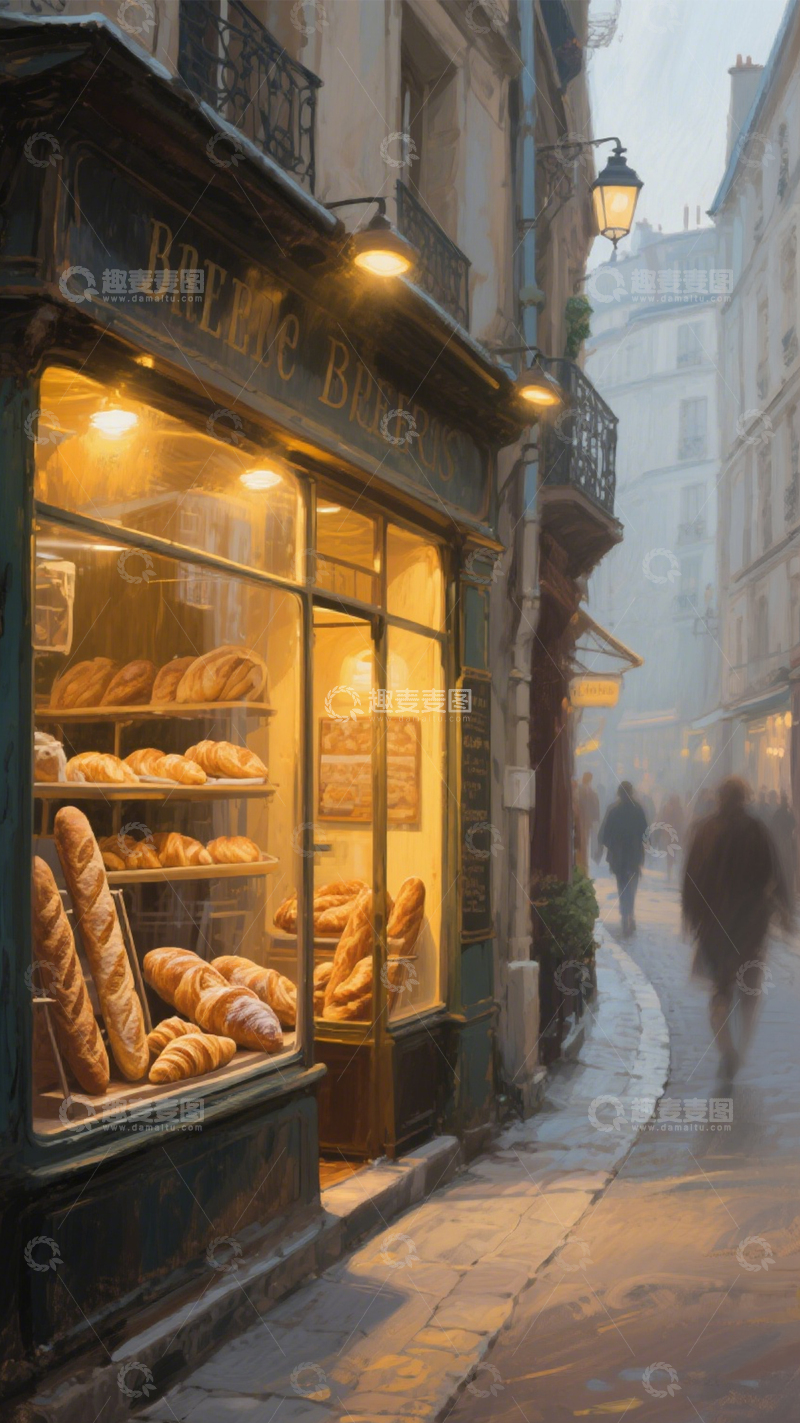 高清大图下载【趣麦麦图】街头面包店的温馨1