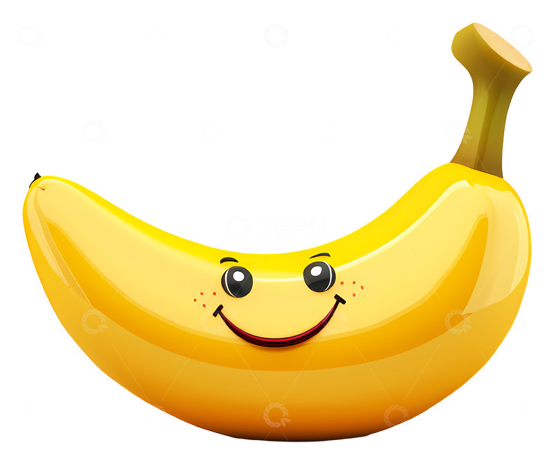 高清大图下载【趣麦麦图】微笑的香蕉3D卡通插画免抠透明png素材