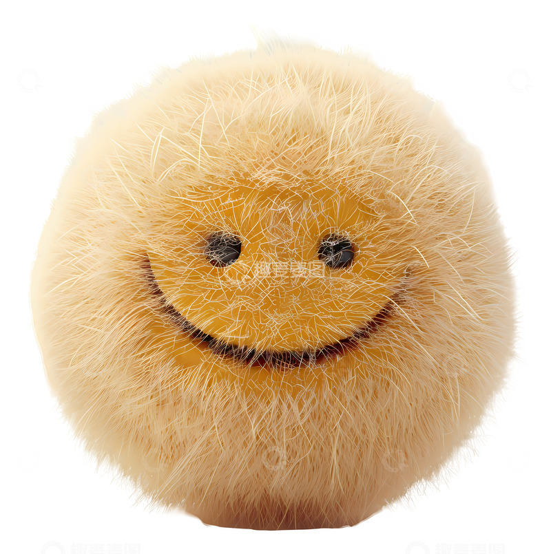 高清大图下载【趣麦麦图】带有微笑的可爱毛茸茸球3D插画png素材