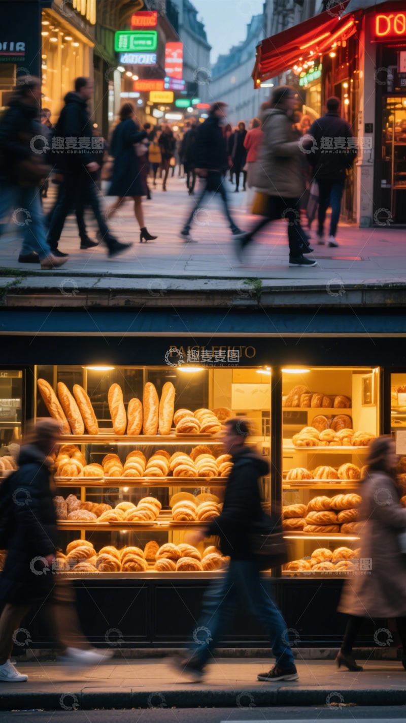 高清大图下载【趣麦麦图】街头面包店的温馨