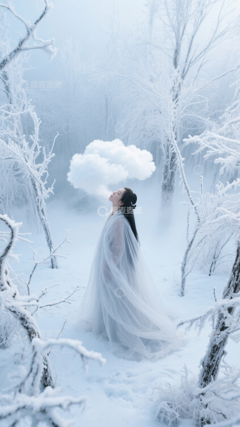 高清大图下载【趣麦麦图】雪林中的清冷仙子3