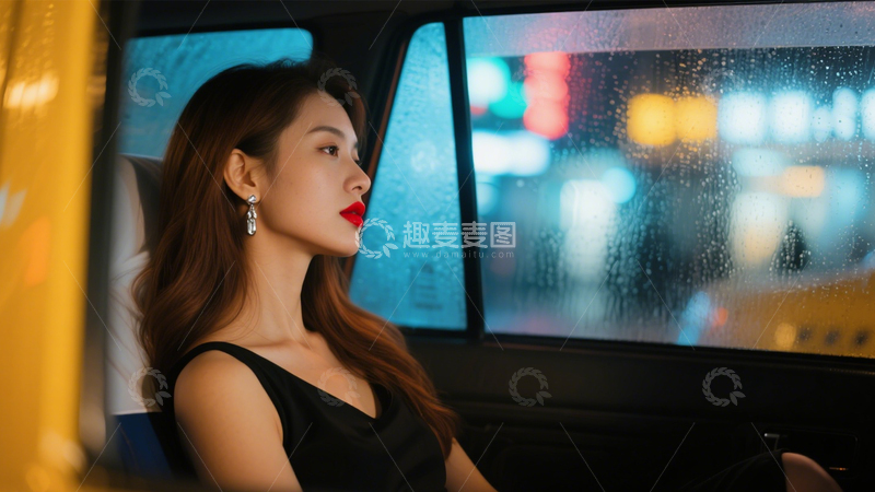 高清大图下载【趣麦麦图】雨夜车中的氛围感1