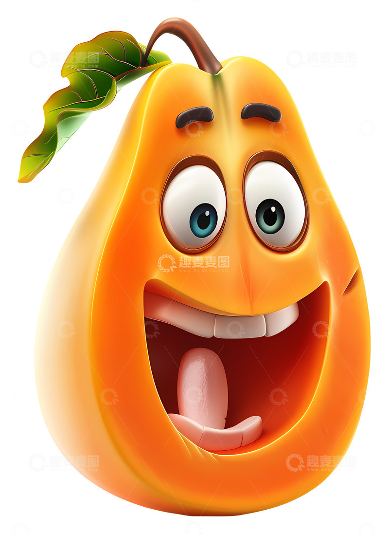高清大图下载【趣麦麦图】可爱的梨子3D卡通插画免抠透明png素材
