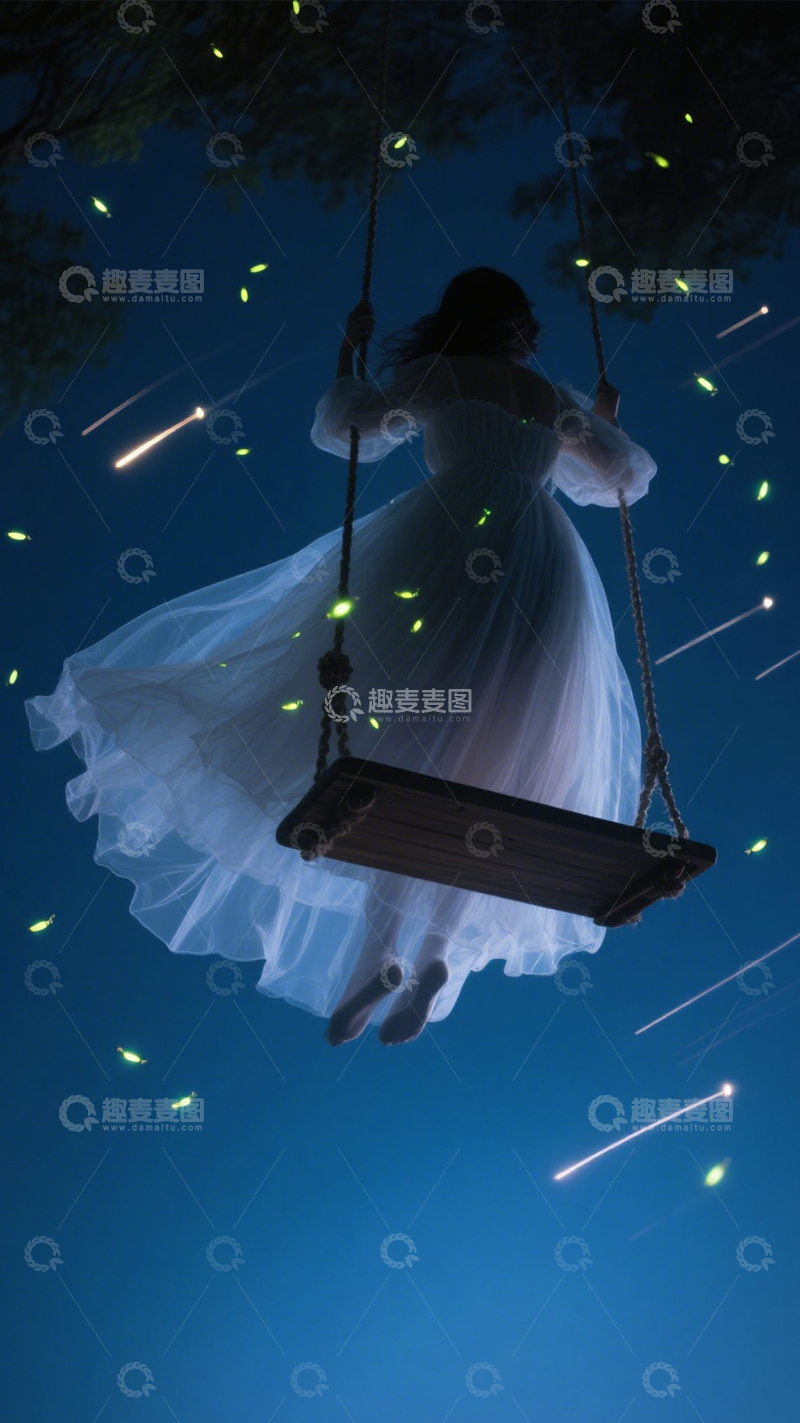 高清大图下载【趣麦麦图】夏夜秋千的浪漫幻想1
