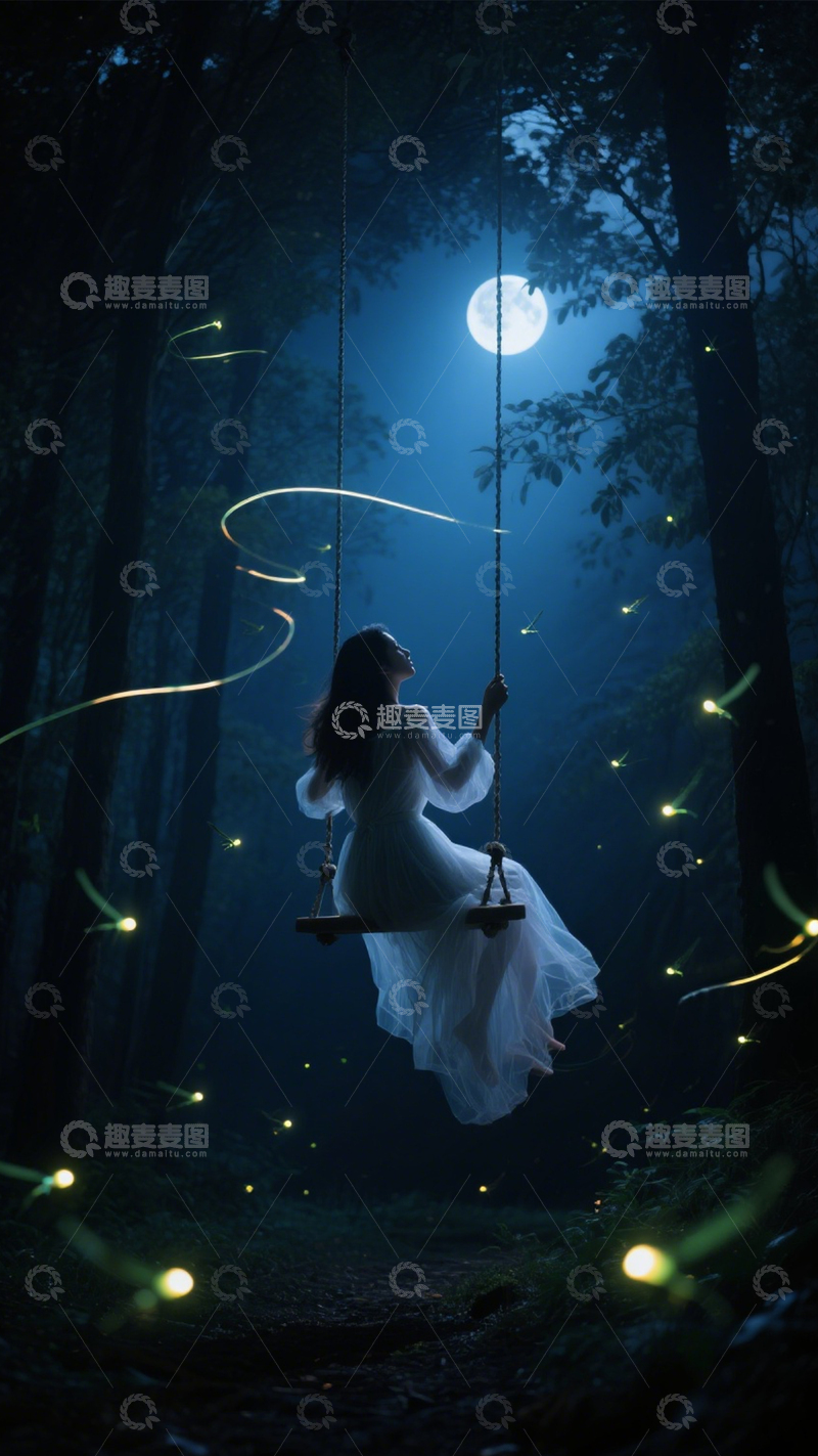 高清大图下载【趣麦麦图】夏夜秋千的浪漫幻想2