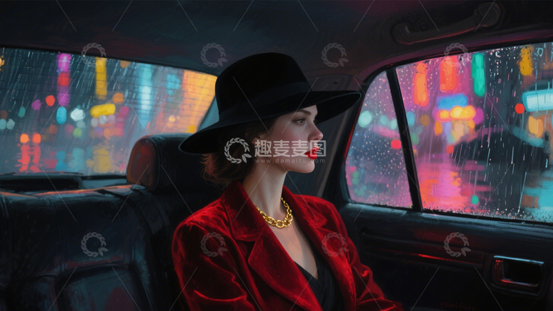 高清大图下载【趣麦麦图】雨夜车中的氛围感3