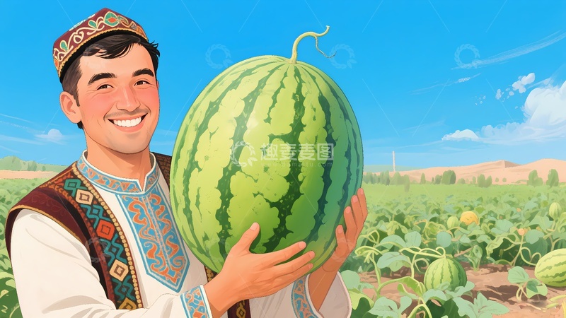 高清大图下载【趣麦麦图】新疆西瓜插图1
