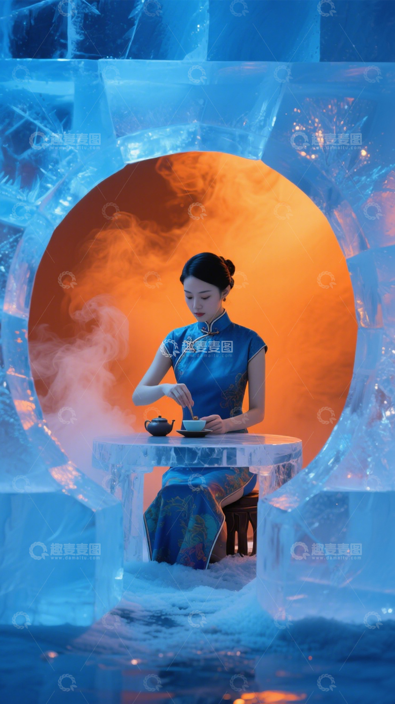 高清大图下载【趣麦麦图】冰屋里的诗意品茗3