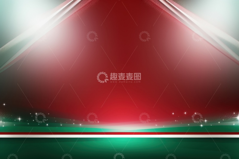 高清大图下载【趣麦麦图】手绘绿色红色展台背景