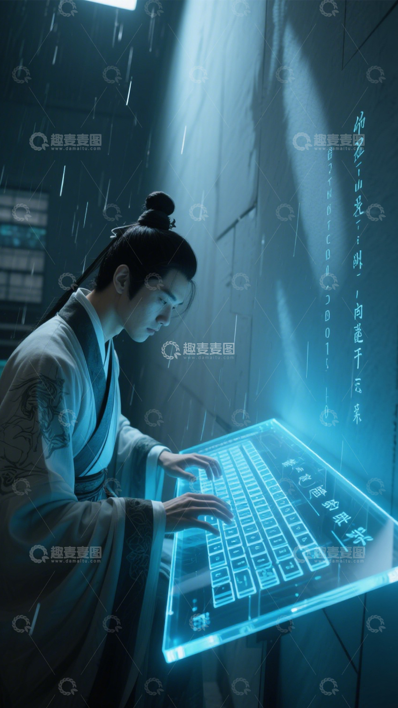 高清大图下载【趣麦麦图】古装与科技的未来碰撞1