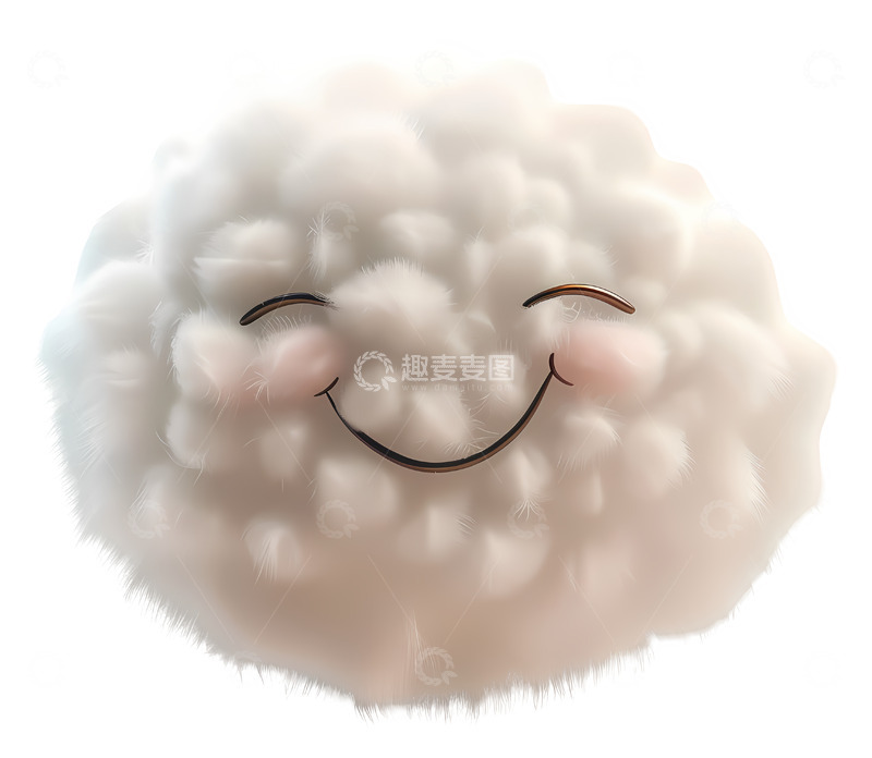 高清大图下载【趣麦麦图】微笑的云朵3D插画免抠透明png素材
