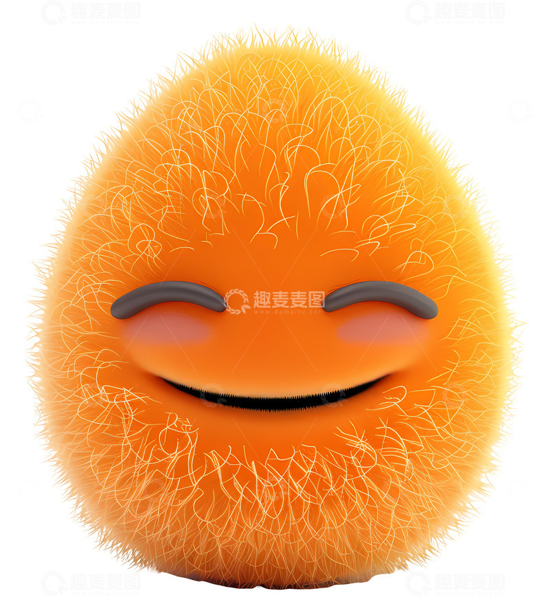 高清大图下载【趣麦麦图】橙色毛茸茸的鸡蛋3D插画png素材