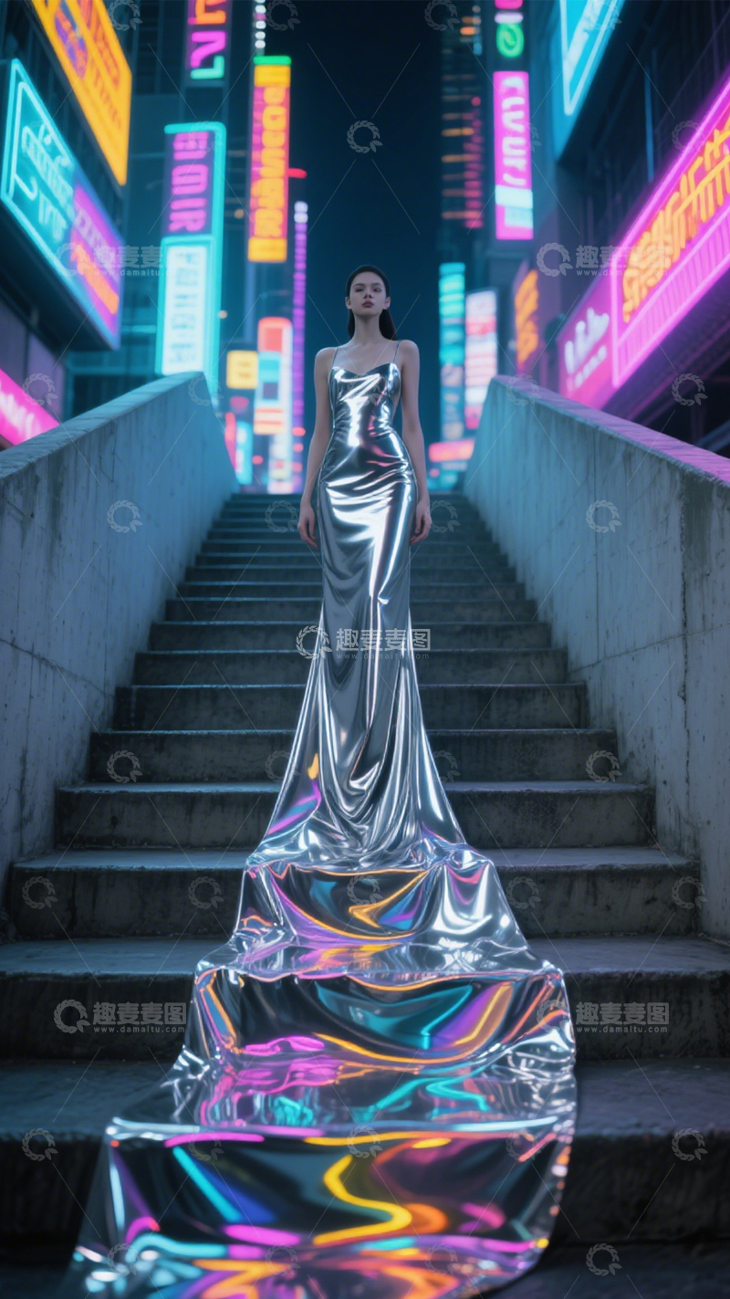 高清大图下载【趣麦麦图】赛博都市的时尚剪影1