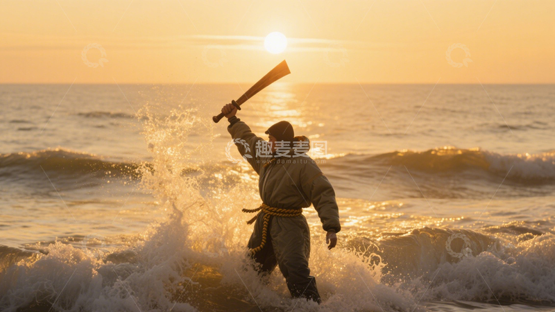 高清大图下载【趣麦麦图】海边武者的夕阳武术3