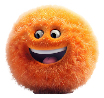 微笑的橙色毛茸茸角色3D插画png素材