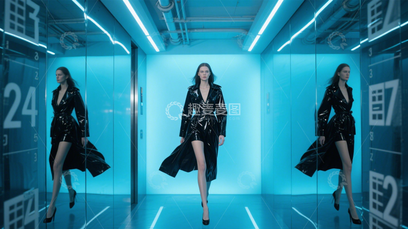 高清大图下载【趣麦麦图】电梯里的镜像时尚