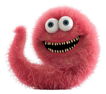 微笑的粉色毛茸茸的怪物3D插画png素材