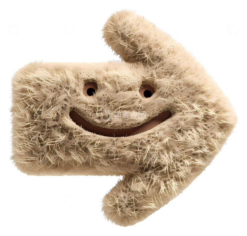 高清大图下载【趣麦麦图】可爱的毛茸茸的箭头微笑3D插画png素材