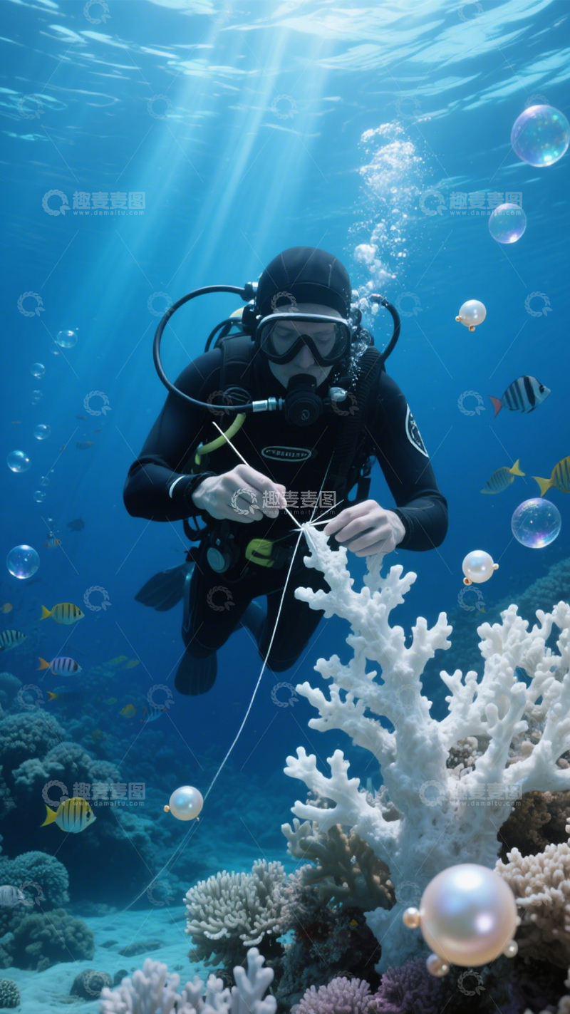 高清大图下载【趣麦麦图】海底珊瑚的修复守护