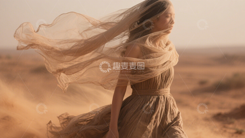 高清大图下载【趣麦麦图】沙漠孤影的旅行意境