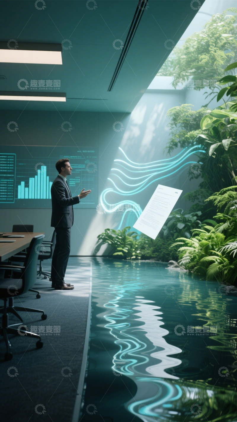 高清大图下载【趣麦麦图】生态办公的未来场景2