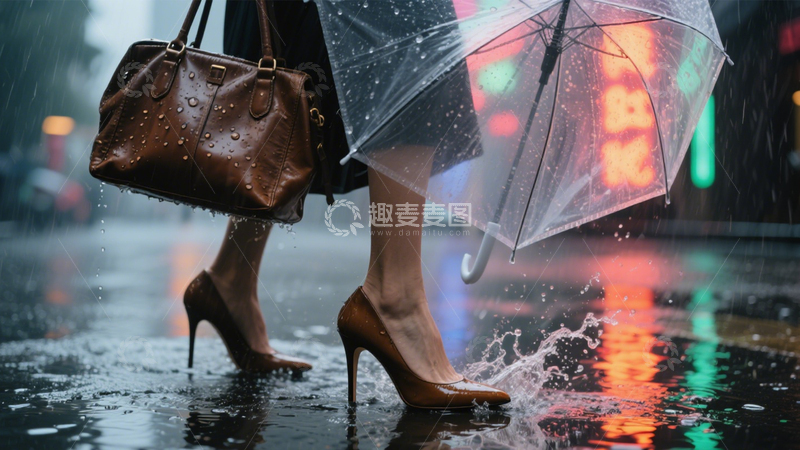 高清大图下载【趣麦麦图】雨夜都市的时尚倒影1