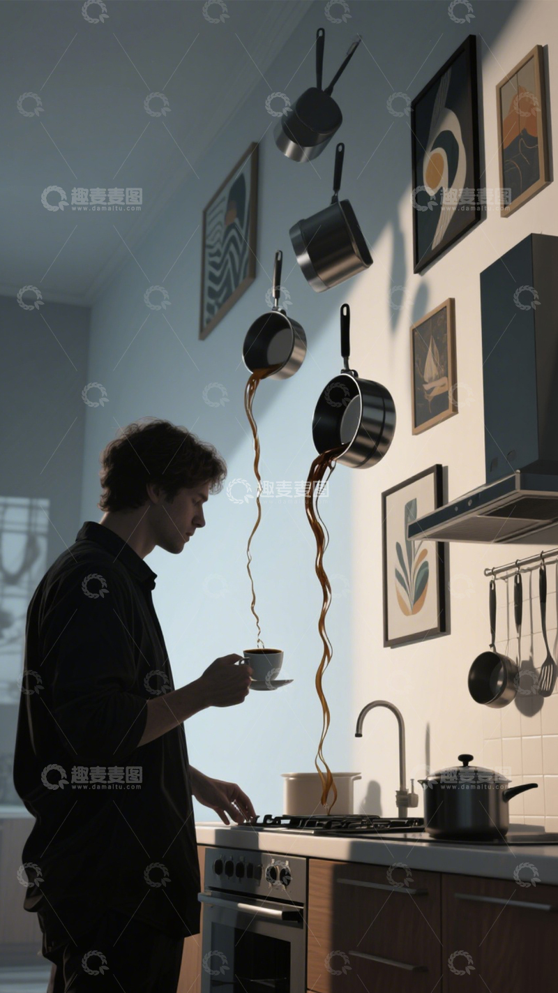 高清大图下载【趣麦麦图】创意厨房的悬浮生活2