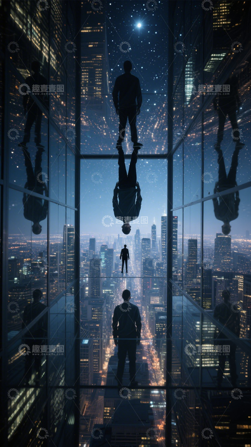 高清大图下载【趣麦麦图】城市剪影的未来星空
