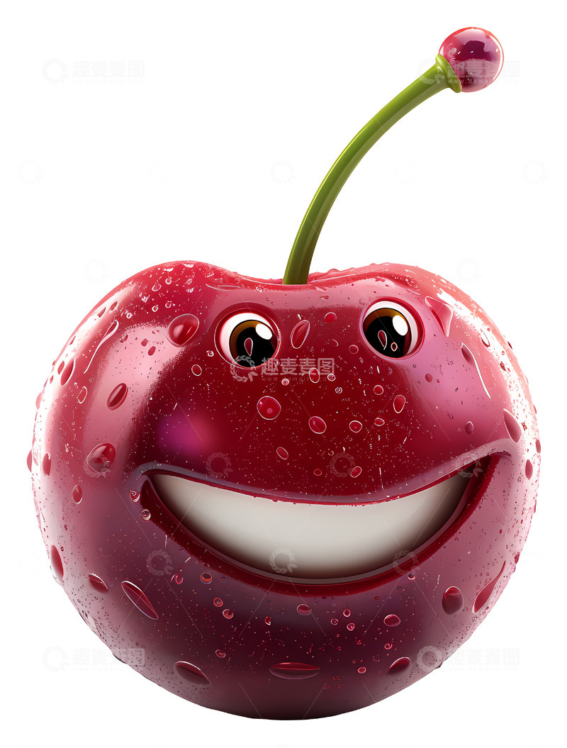 高清大图下载【趣麦麦图】可爱的樱桃角色3D插画免抠透明png素材