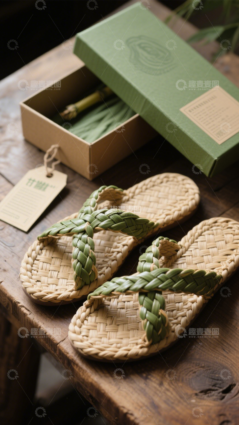 高清大图下载【趣麦麦图】藤编鞋履的自然质朴