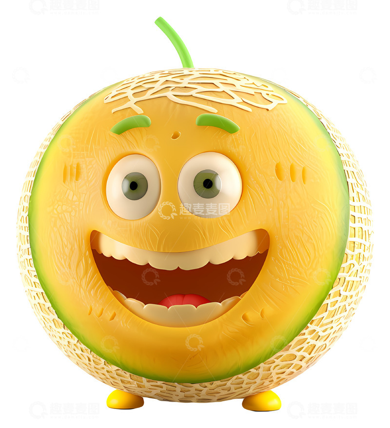 高清大图下载【趣麦麦图】微笑的瓜类3D插画免抠透明png素材