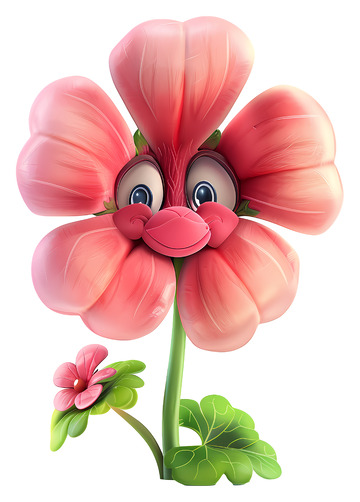 可爱的粉色花瓣的花朵3D插画png素材