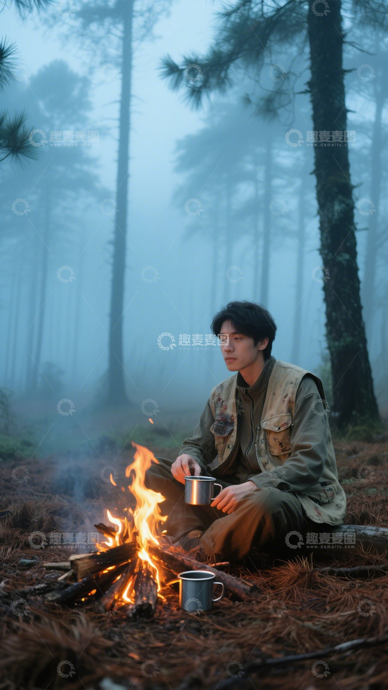 高清大图下载【趣麦麦图】林间露营的自然宁静3