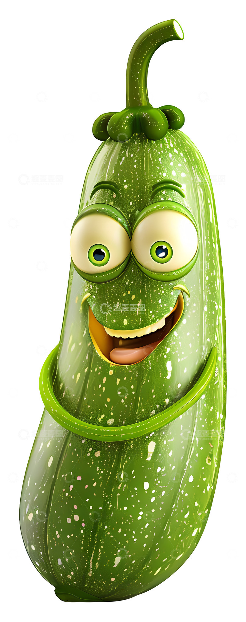 高清大图下载【趣麦麦图】愉快的西葫芦角色插画3D插画png素材