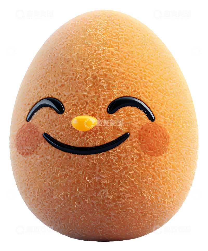 高清大图下载【趣麦麦图】微笑的鸡蛋3D插画免抠透明png素材