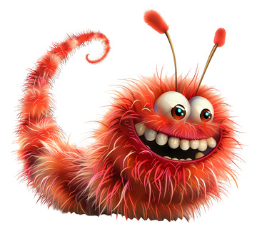带触角微笑毛茸茸的生物3D插画png素材