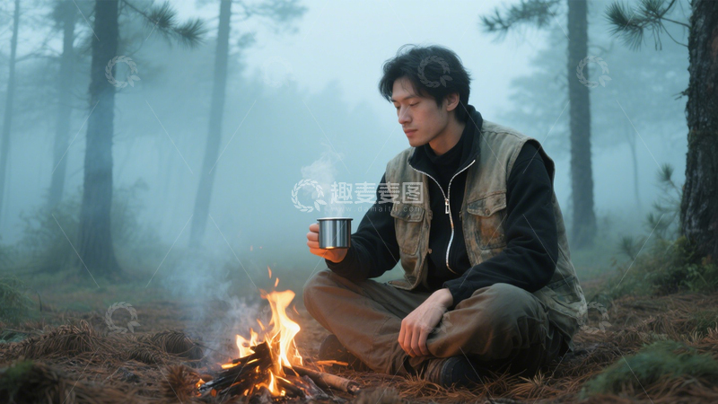 高清大图下载【趣麦麦图】林间露营的自然宁静2