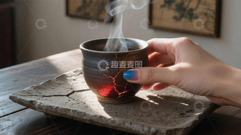 高清大图下载【趣麦麦图】裂纹陶杯的修复艺术2